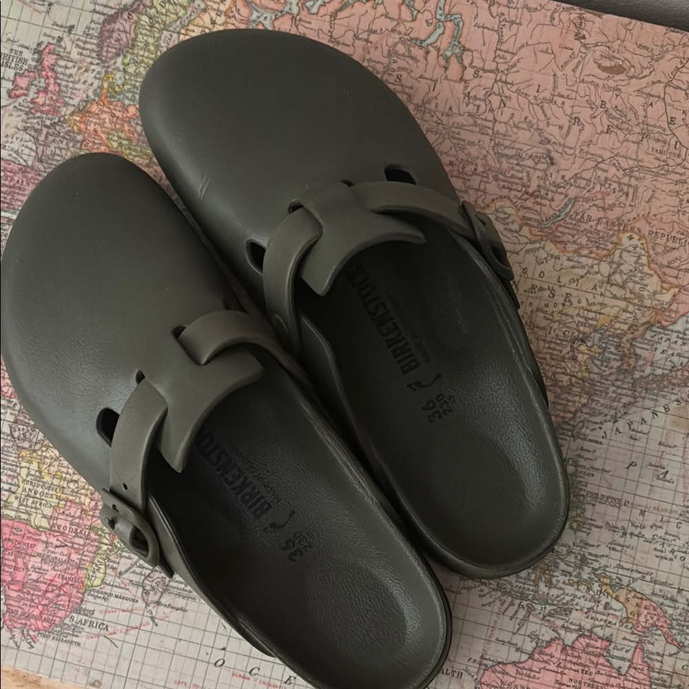 Birkenstock Olive Green Slip-On Clogs